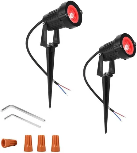 Vista 6 de Youngine - Juego de 2 luces LED COB de 5 W para exteriores IP65, impermeables, con soporte de púas y enchufe de EE. UU. para bandera al aire libre