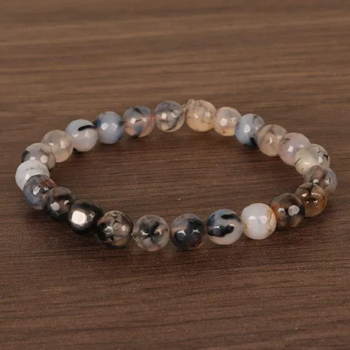 Vista 3 de GEMHUB Pulsera ajustable unisex de 0.315in con cuentas de cristal de cuarzo rutilo de curación natural, Gema, ágata