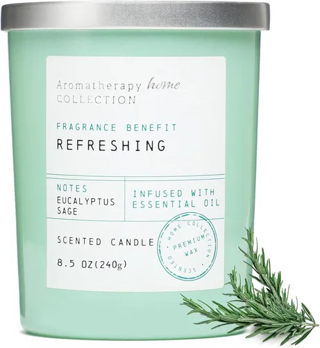 Vista 9 de Velas perfumadas de eucalipto y árbol de té, velas de té blanco de 8.5