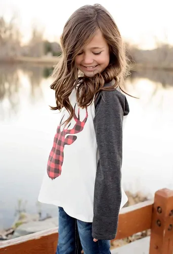 Vista 5 de Trajes de Navidad mamá y mí moda ciervos impresión de manga larga camiseta blusa tops a juego trajes familiares