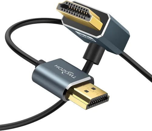 Vista 8 de Twozoh Cable HDMI flexible a HDMI en ángulo descendente de 90° 1 pie, cable HDMI ultra delgado y delgado compatible con 3D/4K @60Hz