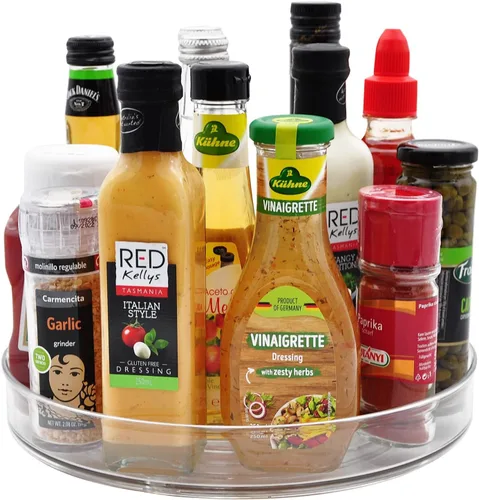 Vista 8 de Amolliar Lazy Susan de 2 niveles de 11 pulgadas, organizador giratorio para gabinete, cocina, nevera, encimera, baño, organizador de despensa