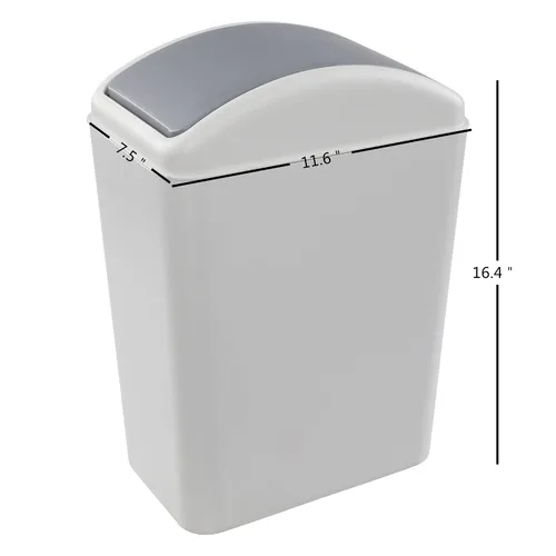 Vista 2 de Paquete de 3 cubos de basura de 4.5 galones con tapa abatible, cubo de basura delgado de plástico con parte superior extraíble, cubo de basura