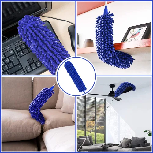 Vista 4 de Buysenton Plumero de microfibra, 8 plumeros con poste de extensión telescópico de 100 pulgadas, plumeros reutilizables y flexibles, plumeros ligeros