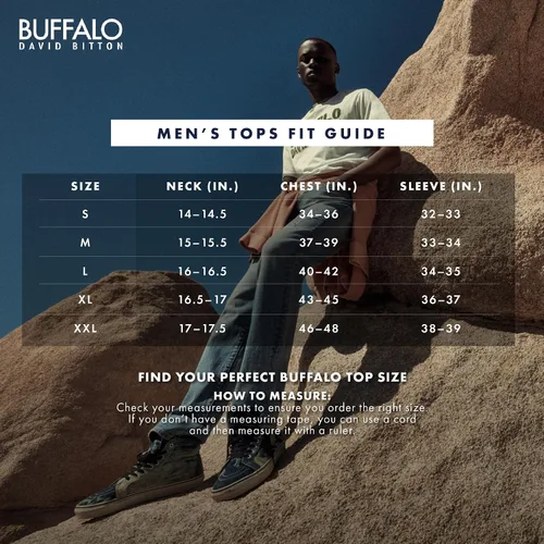 Vista 5 de Buffalo David Bitton Henley de manga larga para hombre