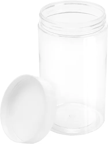 Vista 4 de 30 recipientes de limo de 14 onzas con tapas blancas, tarros de plástico transparente de boca ancha, pequeños recipientes de plástico transparente