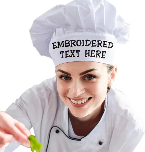 Vista 7 de Sombrero de chef personalizado - Nombre personalizado - Color - Fuente - Hilo