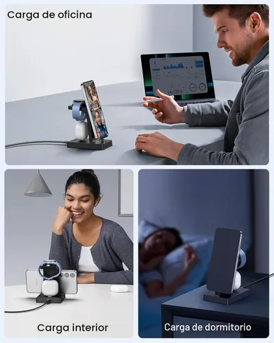Vista 6 de NANAMI Estación de carga 3 en 1 USB C de 30 W para dispositivos Samsung Negro