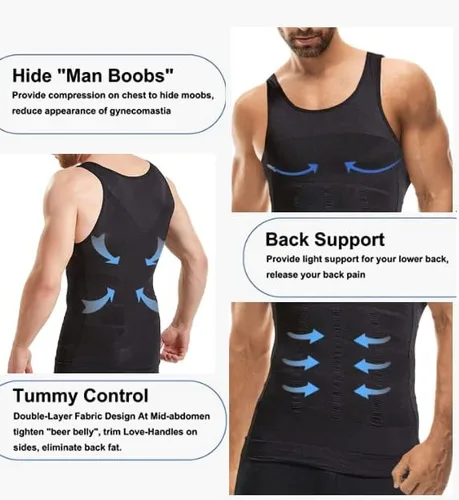 Vista 2 de Mistirik Camisas de compresión para hombre Chaleco adelgazante para hombre Camiseta ajustada para hombre Camiseta de compresión sin mangas