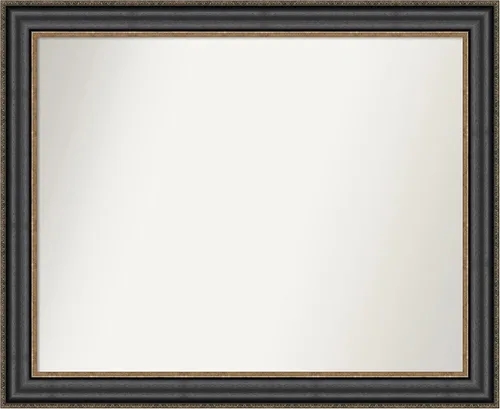 Vista 490 de Amanti Art Espejo personalizado, espejo de baño negro puente, espejo de pared o espejo de tocador de baño sobre el fregadero (26 x 26 pulgadas)