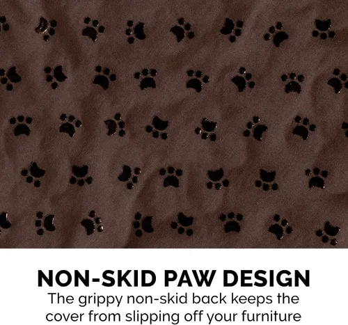 Vista 6 de Furhaven - Funda acolchada impermeable para muebles de sala de estar para perros y gatos, con diseño de patas, protector con reverso antideslizante