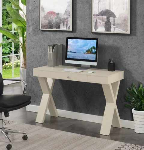 Vista 2 de Convenience Concepts Newport - Escritorio con 1 cajón, color marfil