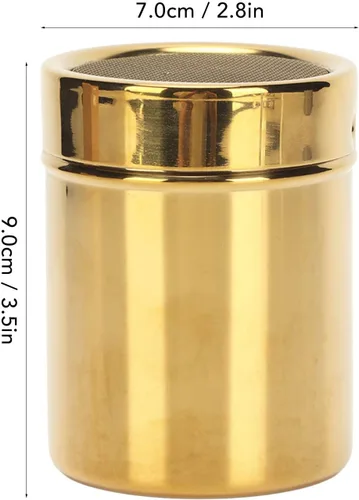 Vista 3 de Mezclador de polvo y azúcar, agitador de malla fina, coctelera de polvo de acero inoxidable dorado de malla fina en polvo para cocina