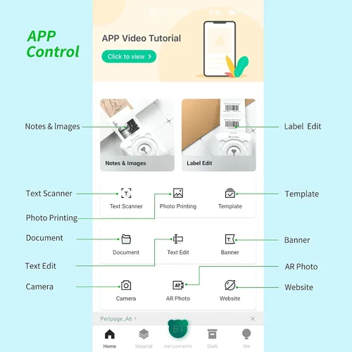 Vista 6 de Bisofice PeriPage Mini impresora, impresora térmica portátil para teléfono inteligente, mini impresora de calcomanías con Bluetooth inalámbrico