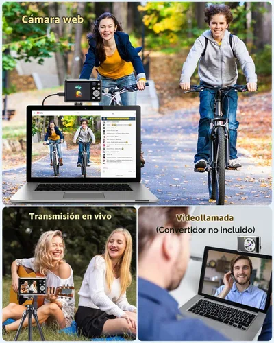 Vista 6 de Cámara digital FHD 4K para vlogging con enfoque automático, lente dual de 48MP, zoom digital 16X, pantalla IPS de 2.8" compacta, cámara de video