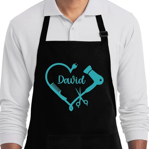 Vista 8 de Delantal personalizado de estilista para mujeres, delantales de barbería y cosmetología para salón de belleza con bolsillo, impermeables, regalos
