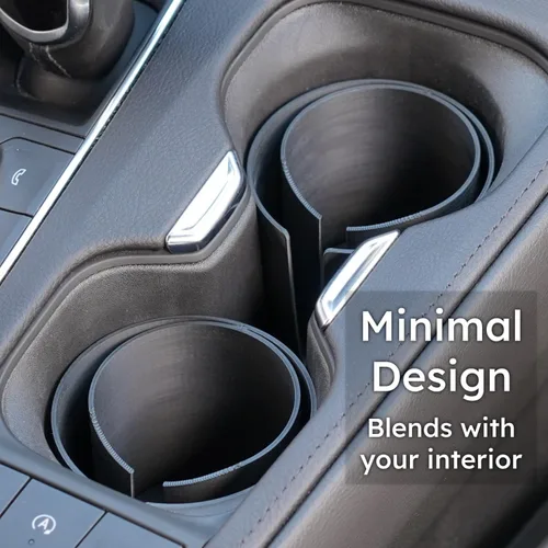 Vista 2 de C² Adaptador Inserto Flexible Delgado de Portavasos para Latas de Automóvil (Negro, EE.UU. (x2)) - Fabricado en EE.UU. - Asegura Bebidas Energéticas