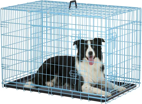 Vista 10 de Jaula negra para perros de 24 pulgadas, grande, XXL, plegable para perros grandes, jaulas de alambre de metal, jaula de segregación de animales