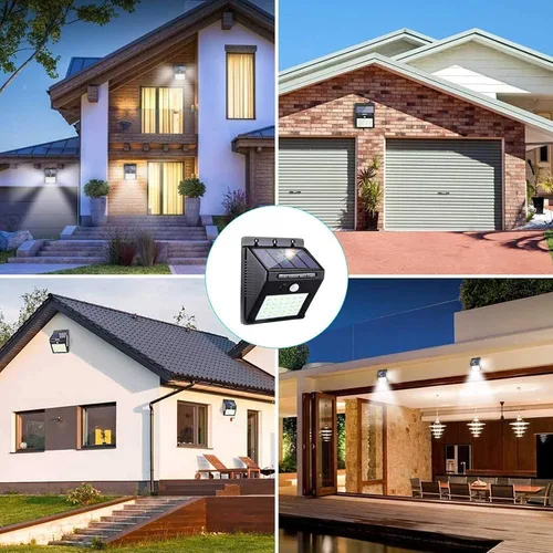 Vista 5 de Luces solares con sensor para exteriores, 30 LED, inalámbricas, impermeables, de seguridad, con sensor de movimiento solar, luces de pared