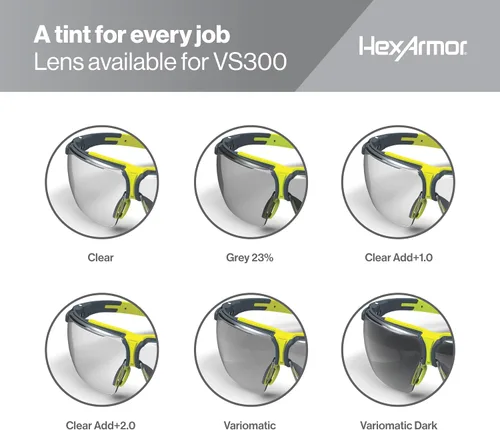 Vista 10 de HexArmor VS300 Gafas de seguridad con brazos laterales ajustables Z87+ para hombres y mujeres