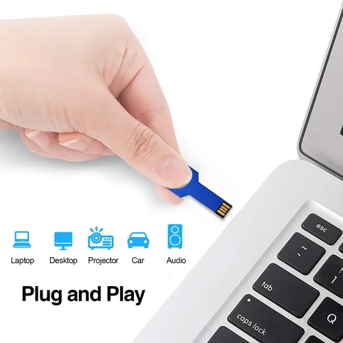 Vista 2 de Unidad flash USB con forma de llave de 16 GB, paquete de 5 unidades K&ZZ Metal Thumb Drive USB2.0 Memoria de disco flash USB Stick Disco