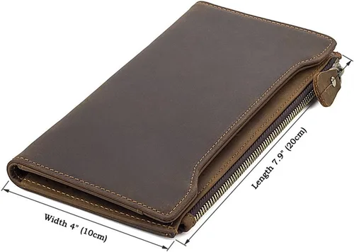 Vista 7 de Genda 2Archer Billetera RFID de cuero genuino vintage para hombre, Marrón, Vintage