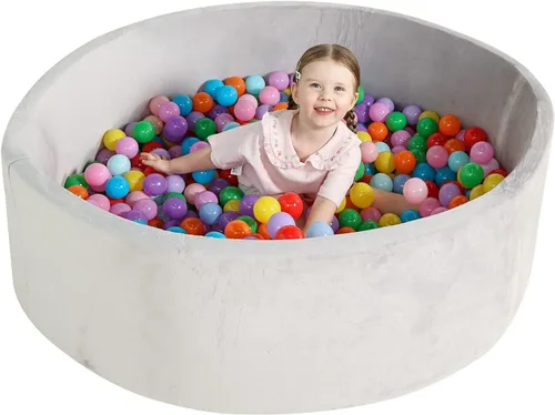 Vista 9 de TRENDBOX Piscina de pelotas de espuma para niños pequeños, 35x11 pulgadas, piscina de bolas suave para bebés con cubierta de terciopelo lavable