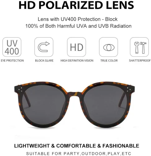 Vista 3 de Dollger Gafas de sol redondas polarizadas de ojo de gato para mujeres y hombres