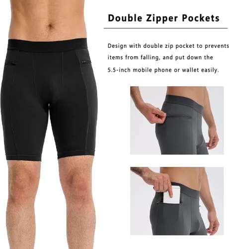 Vista 3 de WRAGCFM Pantalones cortos de compresión para hombre con bolsillos para correr, entrenamiento, atlético, ropa