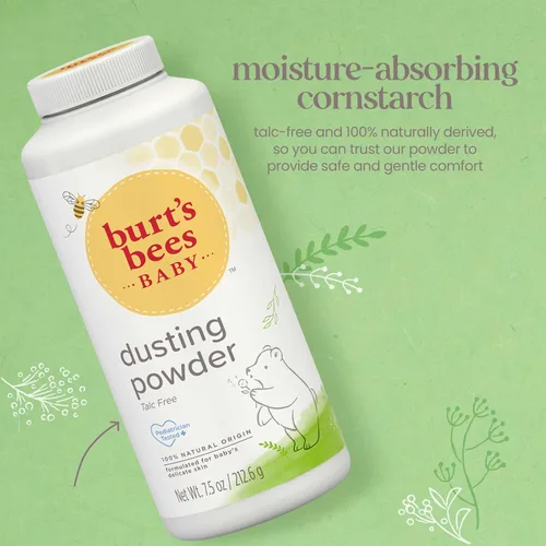 Vista 3 de Burt's Bees - Polvo para bebé 100 % natural sin talco, 7.5 onzas