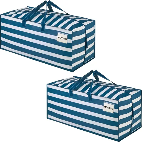 Vista 45 de VENO Paquete de 2 bolsas de mudanza, correas de mochila, mudanza, cajas de almacenamiento universitario, con tapas, resistentes, extragrandes, asas