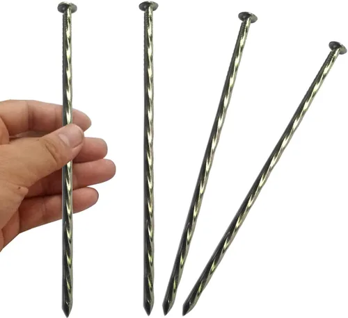 Vista 9 de Estacas de camping para tienda, paquete de 9 estacas de 8 pulgadas galvanizado de metal antioxidante, apiles/anclajes de paisaje en espiral