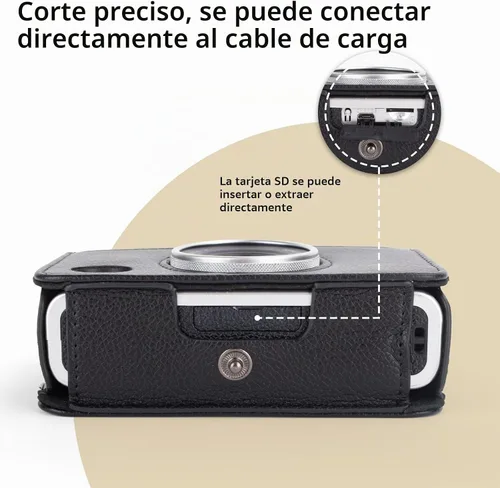 Vista 4 de MUZIRI KINOKOO Funda Mini EVO, Cuero PU con Textura de Lichi, Funda Protectora para Cámara Instantánea Instax Mini EVO con Orificio de Carga Preciso