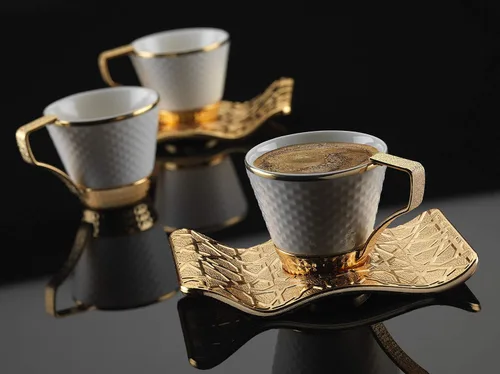 Vista 3 de DEMMEX Juego de tazas de café y café expreso bosnio griego turco para 6 – 18 piezas, tazas demitasse de porcelana (2.6 onzas/2.7 fl oz) con soportes