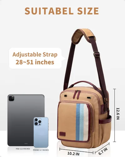Vista 2 de Celvetch Bolso de mensajero para hombre Bolso de hombro de lona para hombre, bolso cruzado para el trabajo