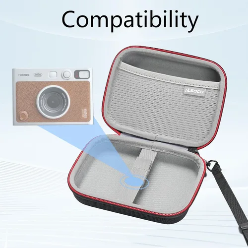 Vista 6 de RLSOCO Funda de transporte para cámara instantánea Fujifilm Instax Mini EVO, soporta Instax Mini Evo, hojas de película instantánea, cable de carga