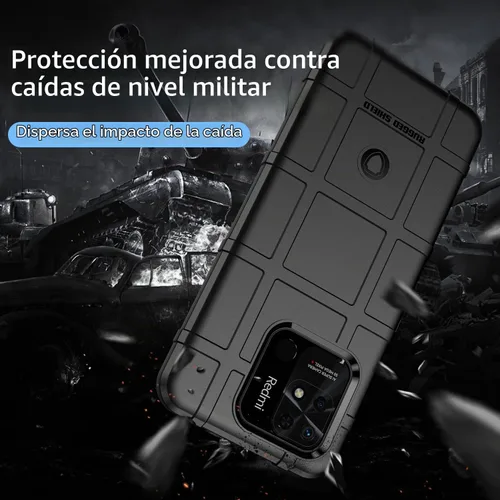 Vista 7 de CCSmall Funda para Xiaomi Redmi 10A Resistente Protección A Prueba De Negro