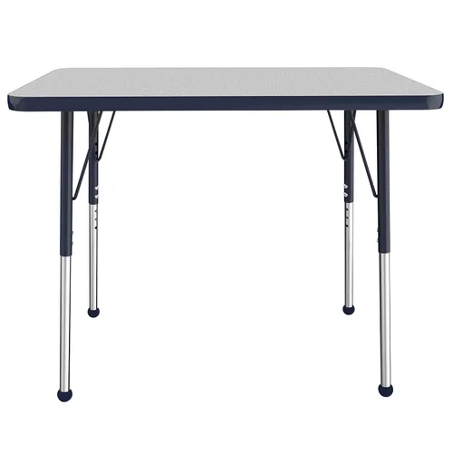 Vista 132 de FDP - Mesa rectangular para actividades escolares y de oficina (24 x 36 pulgadas), patas estándar con deslizadores giratorios, altura ajustable