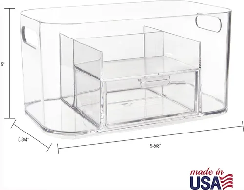Vista 5 de STORi Bliss Organizador de Maquillaje Transparente para Encimera, Organizador de Baño Dividido y Cajón de Almacenamiento, Soporte para Brochas