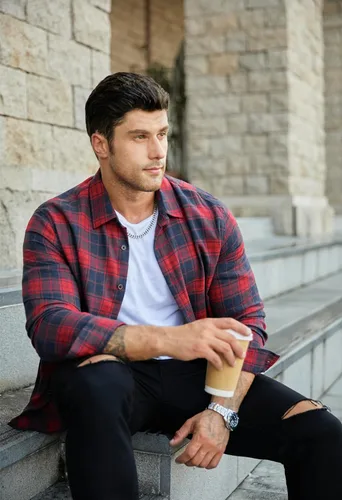 Vista 4 de JMIERR - Camisas de manga larga con botones para hombre, camisa informal de franela de algodón