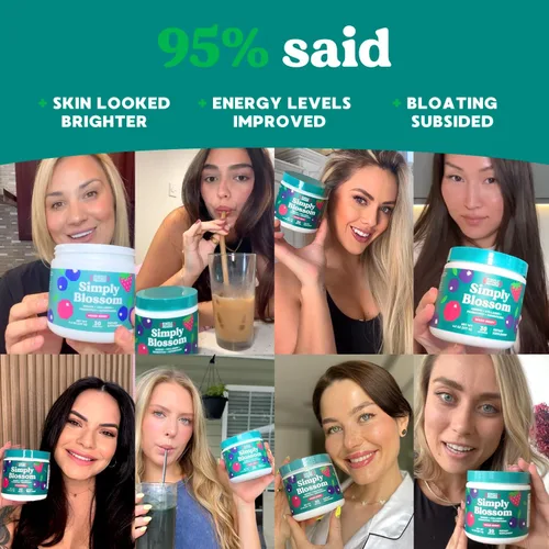 Vista 5 de Simply Blossom Nutrition - Verduras diarias y superalimentos en polvo + colágeno + probióticos para la salud digestiva de las mujeres y alivio