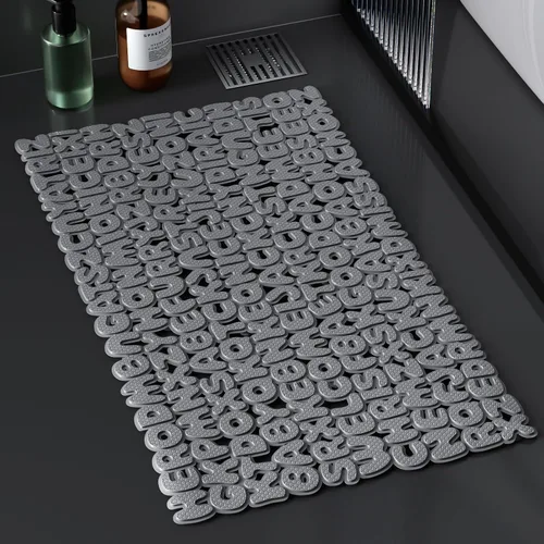 Vista 6 de Tapete de baño antideslizante, tapete de ducha de PVC para bañera, divertido alfabeto, tapete decorativo de baño, tapete de drenaje rápido