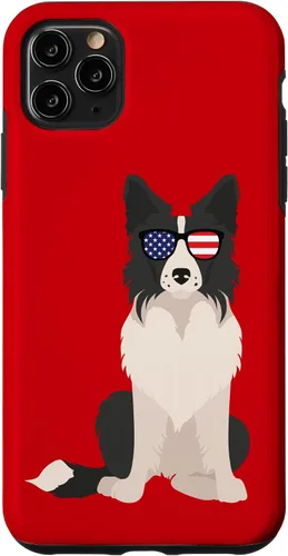 Vista 13 de Border Collie July 4th Patriotic American Sunglasses Dog Case for iPhone 16