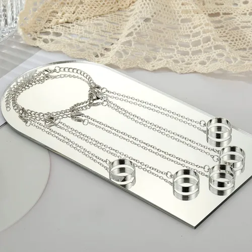 Vista 5 de Pulsera de cadena punk para mujer, ajustable, gótico, genial, apilable, arnés de mano, anillos de cadena, pulsera Eboy Egirls Hiphop Rock