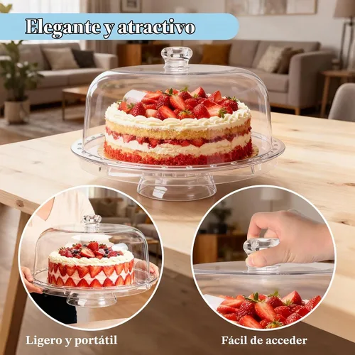 Vista 2 de Masthome Soporte acrílico para tartas con tapa, juego multiusos 6 en 1