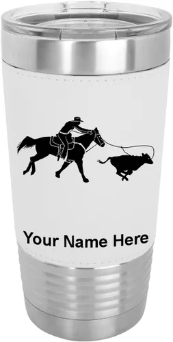 Vista 22 de LaserGram Vaso aislado al vacío de 20 onzas, con grabado personalizado incluido (cuero sintético, estilo béisbol)