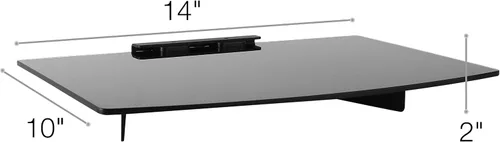 Vista 3 de TechOrbits Estante de pared de vidrio – Estante de montaje en pared para componentes multimedia DVD – Consola de entretenimiento flotante