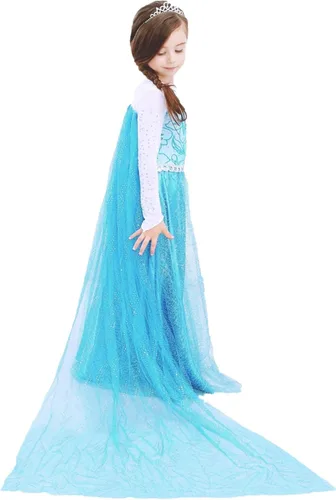 Vista 2 de Disfraz de princesa Elsa para niñas, vestido de fiesta de cumpleaños para niña pequeña