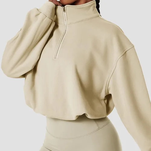 Vista 3 de Arssm Sudaderas con media cremallera para mujer, cuello alto, ropa deportiva para correr, entrenamiento