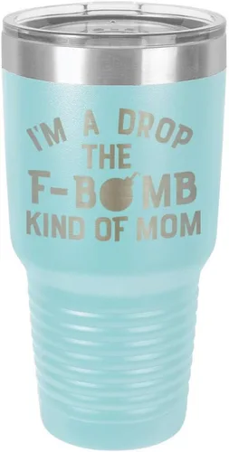 Vista 23 de I'M A DROP THE F BOMB KIND OF MOM Vaso negro de 30 onzas con popote y tapa superior deslizante Taza de viaje de acero inoxidable Comparar